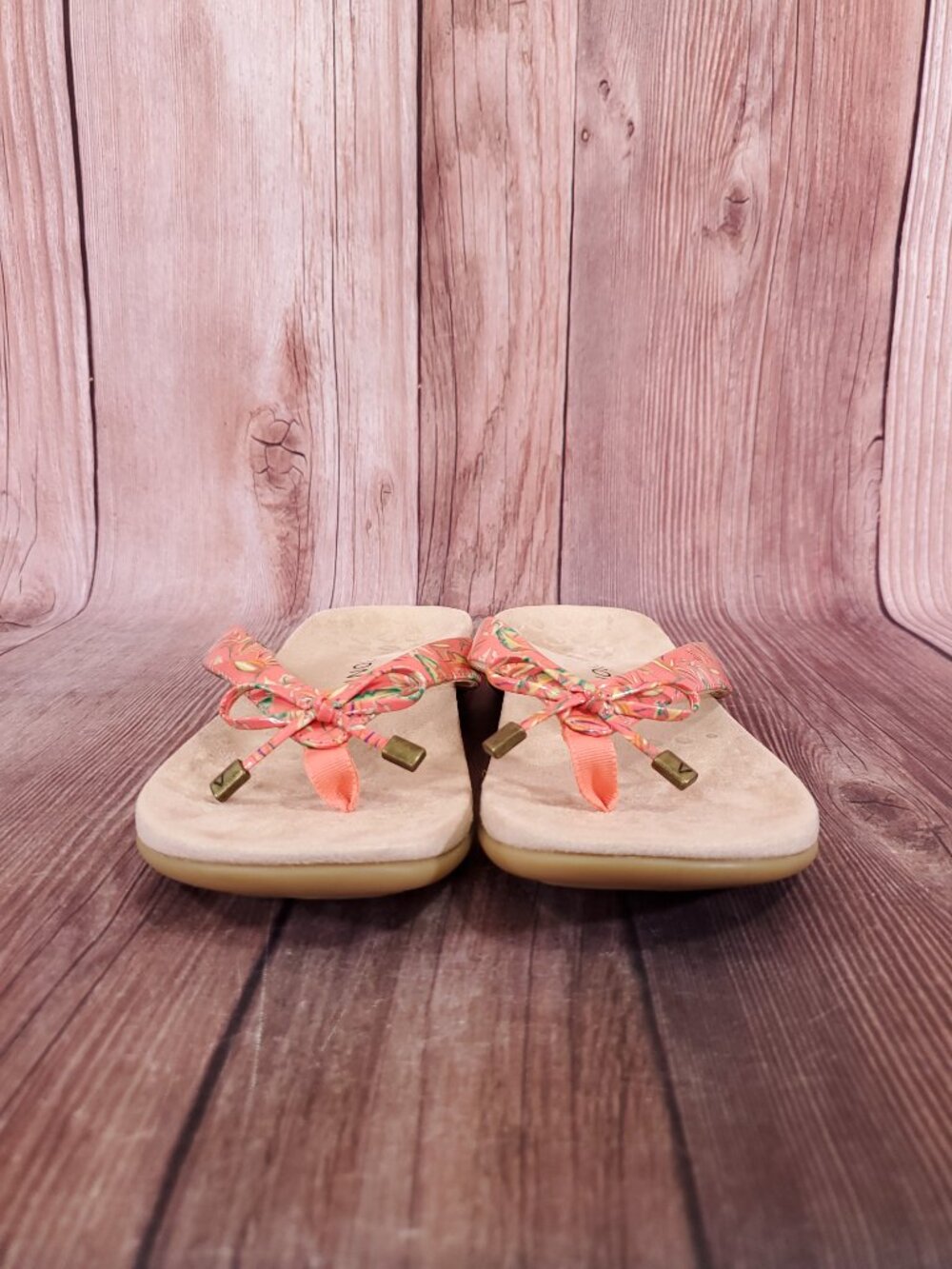 Vionic Bella II Womens 9 Coral Pink Floral Orthotic Comfort Sandals Flip Flops - Picture 5 of 14